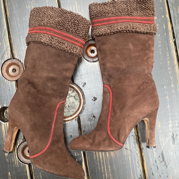 *VINTAGE* Yves Saint Laurent Brown Suede Boots - Picture 3 of 17